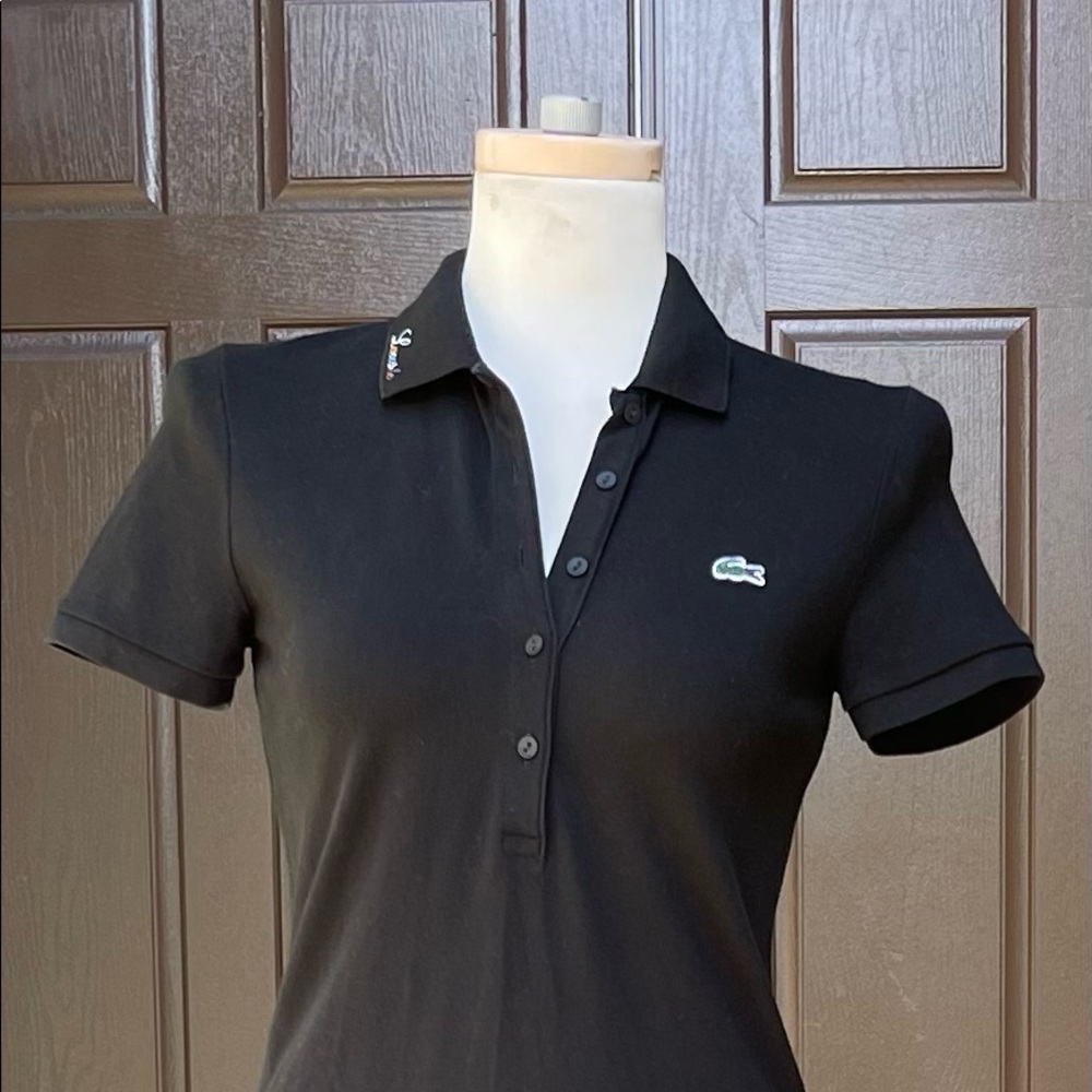 Lacoste black cotton stretch polo dress